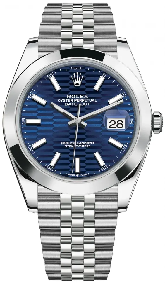 Rolex Datejust 41 Blue Motif Dial Fluted Watch In Pakistan